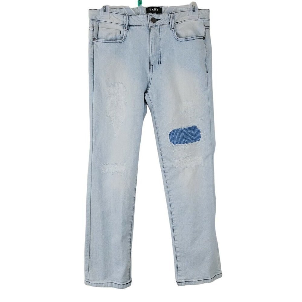 DKNY Sz 27 Women's Ankle Jeans Intentional Distressing Light Wash Mid Rise VGC